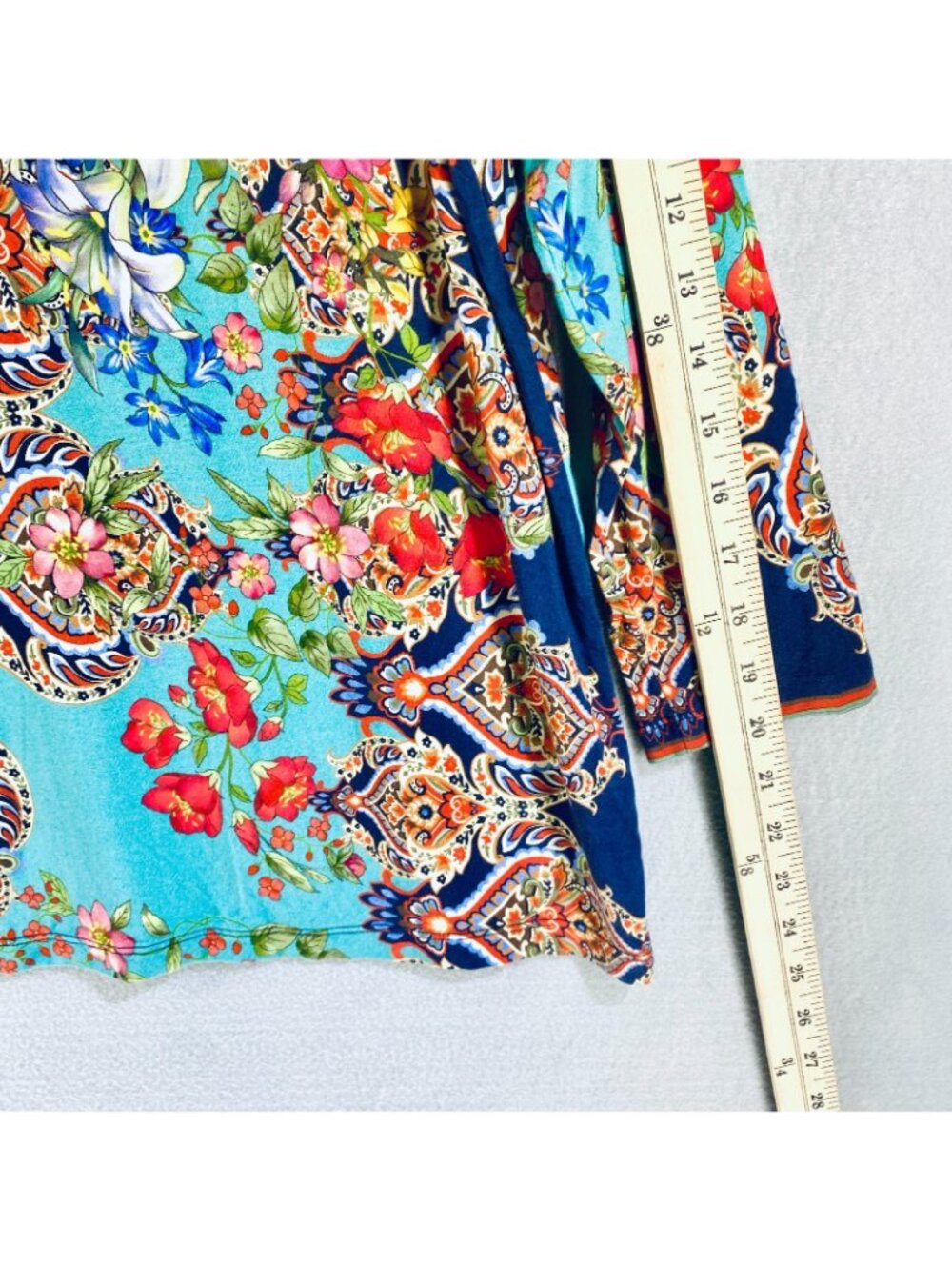Johnny Was Top Womens S Bamboo Diamond Print Abstract Blouse Boho Art - Picture 10 of 11